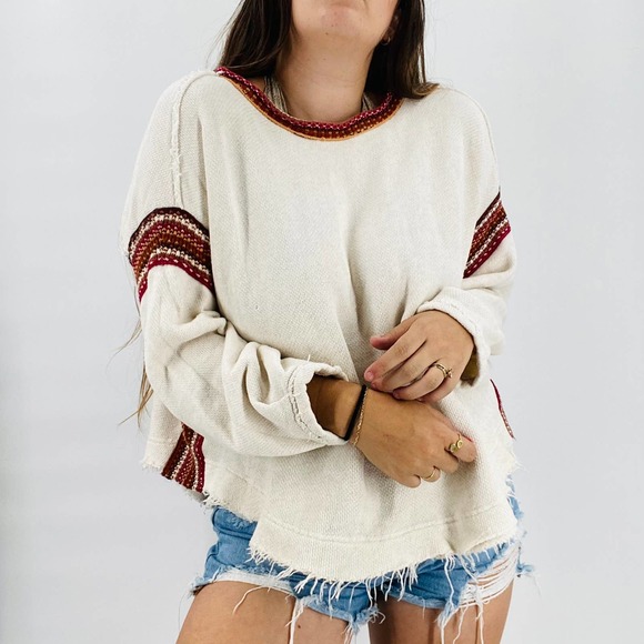 Free People Sweaters - Free People XS oversized decor trim pullover sweater